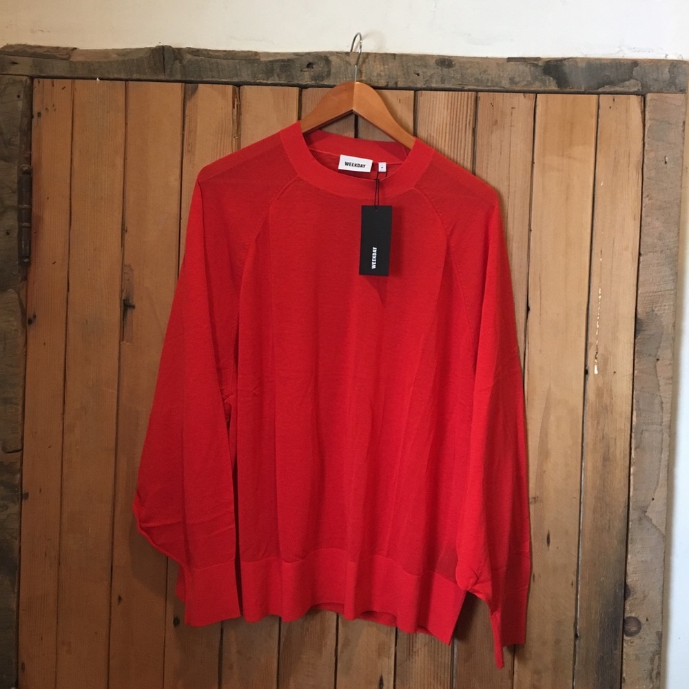 Sheer Red Blouse from WEEKDAY Sweden